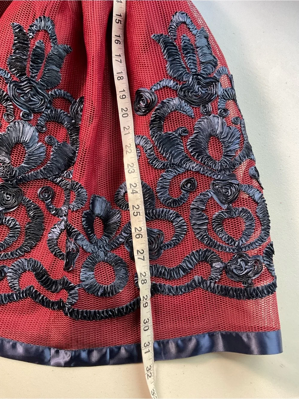 Bonnie Jean Girls Burgundy Navy Embroidered Fit & Flare Dress Size 10